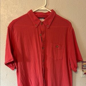 Weatherproof Orange Casual Button Down Shirt Relaxed Fit